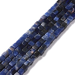 Sodalite Natural Sodalite Beads Strands, Cube, 3.5~4x3.5~4x3.5~4mm, Hole: 1.2mm, about 99pcs/strand, 15.20''(38.6cm)