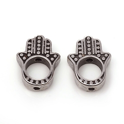 Antique Silver 304 Stainless Steel Bead Frames, Hamsa Hand/Hand of Fatima /Hand of Miriam, for Buddhist, Antique Silver, 15x11.5x3.5mm, Hole: 1.2mm, Inner Diameter: 6mm