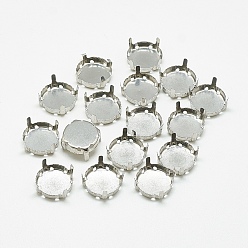 Stainless Steel Color 201 Stainless Steel Sew on Prong Settings, Claw Settings for Flat Back Rhinestone, Flat Round, Stainless Steel Color, Tray: 16.5mm, 17x8mm, Hole: 1mm