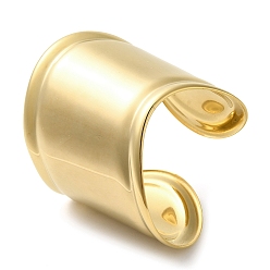 Golden Plain 304 Stainless Steel Wide Cuff Bangles for Women, Wave, Golden, Inner Diameter: 2-1/8 inch(5.5cm)