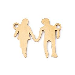 Golden 304 Stainless Steel The Family Connector Charms, Men & Women, Golden, 15x17.5x1mm, Hole: 1.4mm