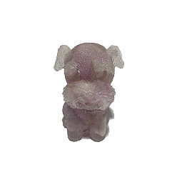 Kunzite Resin Dog Display Decoration, with Natural Kunzite Chips inside Statues for Home Office Decorations, 25x30x40mm