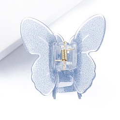 Light Sky Blue Butterfly PVC Claw Hair Clips, Hair Accessories for Women & Girls, Light Sky Blue, 56x52x60mm