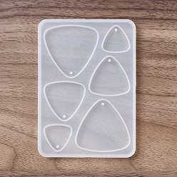 Triangle DIY Pendant Silicone Molds, Resin Casting Molds, White, Triangle Pattern, 105x75x5.7mm, Hole: 1.8mm, Inner Diameter: 19~38.5x20~40.5mm