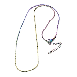 Rainbow Color 1.3мм 304 цепочки из нержавеющей стали в стиле "бостонское плетение" для женщин и мужчин, ионное покрытие (ip), Радуга цветов, 17.91 дюйм (45.5 см)