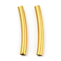 Golden 304 Stainless Steel Tube Beads, Curved Tube, Golden, 20x2.5mm, Hole: 2mm