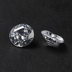 Clear Cubic Zirconia Cabochons, Grade A, Faceted, Diamond, Clear, 7x4mm