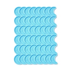 Deep Sky Blue Letter/Number/Constellation Pattern DIY Crescent Moon Pendant Silicone Molds, Resin Casting Molds, for UV Resin & Epoxy Resin Jewelry Making, Deep Sky Blue, 106x77x3mm, Hole: 1mm, Inner Diameter: 16.5x6.5mm