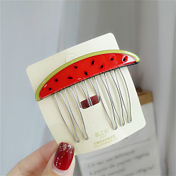 Арбуз Набор акриловых аксессуаров для волос для женщин - зажимы, расчески, фруктовые палочки и повязки на голову