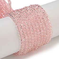 Pink Стеклянные бусины с гальваническим покрытием , гальваническое покрытие, граненые, звезда, розовые, 3x4x4 мм, отверстие : 1 мм, около 98 шт / нитка, 12.60'' (32 см)
