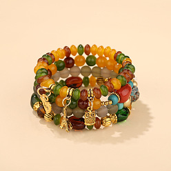 B0256-New Hybrid Color Vintage Ethnic Style Fashion Jewelry Set - Multiple Pendant Bracelets, Exquisite Hand Chain.