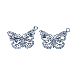 Светлый Стально-синий Аэрозольная краска 430 подвески из нержавеющей стали, бабочка, светло-стальной синий, 11x15x0.3 мм, отверстие : 1 мм