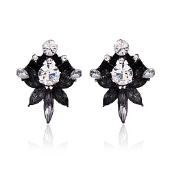 see through black Stylish Crystal Flower Acrylic Earrings - Creative and Versatile Design