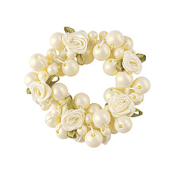 Белый Ткань эластичные аксессуары для волос, с имитацией жемчуга, для девочек или женщин, резинка для волос / резинки для волос, белые, 66 мм