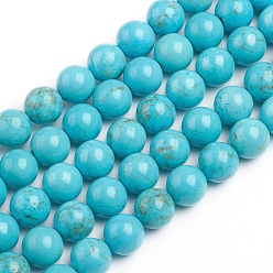 Howlite Natural Magnesite Beads Strands, Dyed & Heated, Round, 8.3~8.4mm, Hole: 1mm, about 48pcs/strand, 15.55 inch(39.5cm)