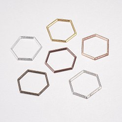 Mixed Color Alloy Linking Rings, Hexagon, Mixed Color, 12x14x1mm