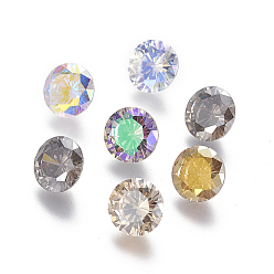 Mixed Color Electroplated Cubic Zirconia Pointed Back Cabochons, Diamond, Faceted, Mixed Color, 8x4.6mm