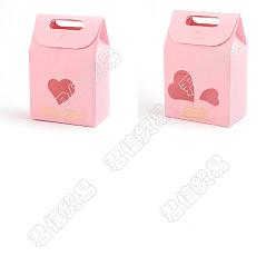 Pink Nbeads 20Pcs 2 Style Rectangle Paper Bags with Handle and Clear Heart Shape Display Window, for Bakery, Cookie, Candies, Gift Bag, Pink, 6x10x15.4cm, 10pcs/style