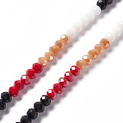 Colorful Imitation Jade Opaque Solid Color Glass Beads Strands, Faceted, Abacus, Colorful, 6x5mm, Hole: 1.2mm, about 90pcs/strand, 16.73 inch(42.5cm)