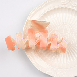 Light Salmon Large Cellulose Acetate(Resin) Hair Claw Clips, Wave Non Slip Jaw Clamps for Girl Women, Light Salmon, 110mm
