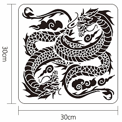 Dragon Pattern Large Plastic Reusable Drawing Painting Stencils Templates, for Painting on Scrapbook Fabric Tiles Floor Furniture Wood, Square, Dragon Pattern, 300x300mm