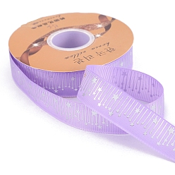 Violet 45M Silver Stamping Star Polyester Grosgrain Ribbons, Costume Accessories, Violet, 1 inch(25mm), about 49.21 Yards(45m)/Roll