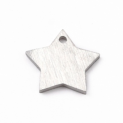 Stainless Steel Color 304 Stainless Steel Pendants, Double Side Drawbench, Stamping Blank Tag, Star, Stainless Steel Color, 10.5x11x1mm, Hole: 1mm