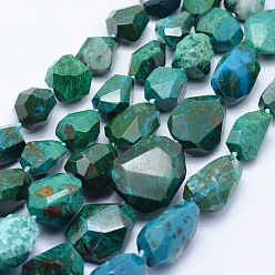 Chrysocolla Natural Chrysocolla Beads Strands, Faceted, Nuggets, 15~26x14~23x8~14mm, Hole: 1mm, about 18~22pcs/strand, 16.1 inch(41cm)