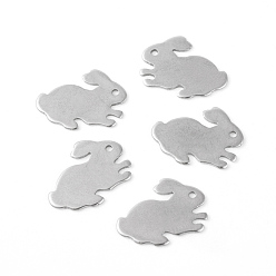 Stainless Steel Color 201 Stainless Steel Bunny Pendants, Rabbit, Stamping Blank Tag, Stainless Steel Color, 11x15.5x0.6mm, Hole: 1mm