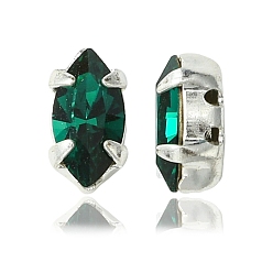 50730 Emerald Пришивные чашки preciosa® maxima crystal, многожильных ссылки, чешский хрусталь, с настройками латуни, 719 39 046 наветт, серебряные, 50730 изумруд, 8x4 мм