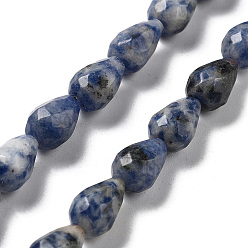 Jaspe Avec Point Bleu Perles de jaspe tache bleue naturelle, larme à facettes, 10x7mm, Trou: 1.2mm, Environ 20 pcs/chapelet, 7.87'' (20 cm)