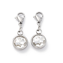 Кристалл 304 из нержавеющей стали горный хрусталь подвески, застежка когтя омара, кристалл, 27 мм