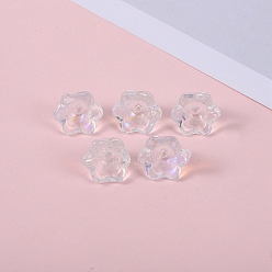 Clear Glass Beads, Lily Flower, Clear, 12x8mm, Hole: 1.4mm