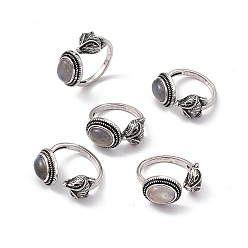 Лабрадорита Кольца-манжеты из лисы с натуральным лабрадором, открытое кольцо, антикварные серебряные латунные украшения для женщин, 2.5~3 мм, внутренний диаметр: 17~18 мм