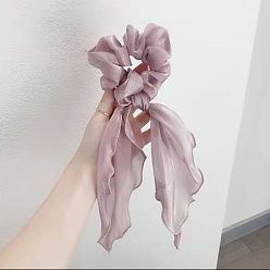 purple Silk Butterfly Bow Long Ribbon Adult Fat Bow - Solid Color Hair Tie.