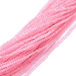 Pink Cat Eye Beads Strands, Round, Faceted, Pink, 2mm, Hole: 0.2mm, 14.17 inch(36cm), 174~184pcs/strand