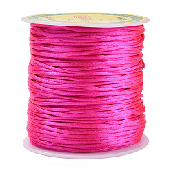Deep Pink Nylon Thread, Rattail Satin Cord, Deep Pink, 1.0mm, about 76.55 yards(70m)/roll