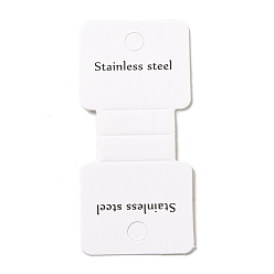 White Folding Paper Display Card with Word Stainless Steel, Used For Necklaces and Bracelets, White, 8.45x3.95x0.05cm