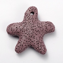 Rosy Brown Synthetic Lava Rock Big Starfish/Sea Stars Pendants, Dyed, Rosy Brown, 52x51x11mm, Hole: 3mm