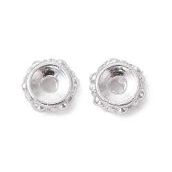 Silver Alloy Spacer Beads, Long-Lasting Plated, Flower Shape, Silver, 5x1.5mm, Hole: 1.2mm