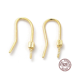 Real 18K Gold Plated 925 Sterling Silver Earring Hooks, Ear Wire for Half Drilled Beads, with S925 Stamp, Real 18K Gold Plated, 19 Gauge, 15mm, Pin: 0.9mm