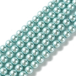 Bleu Clair Perles de verre de qualité A, nacré, ronde, bleu clair, 6mm, Trou: 0.7~1mm, Environ 68 pcs/chapelet, 16'' (40.64 cm)
