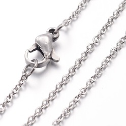 Stainless Steel Color 304 Stainless Steel Necklace, Cable Chains, with Lobster Clasps, for DIY Jewelry Crafting, Stainless Steel Color, 17.72 inch(450mm), 1.5mm