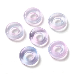 Lilac Transparent Glass European Beads, Large Hole, Flat Round, Lilac, 12x4mm, Hole: 5mm