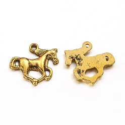 Античное Золото Сплавочные подвески тибетского стиля, лошадь, античное золото , без свинца и без никеля и без кадмия , 15x20x2.5 мм, отверстие : 2 мм