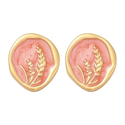 Темный Лосось 304 овальные серьги-гвоздики из нержавеющей стали, с эмалью, реальный 18 k позолоченный, вакуумное покрытие pvd, темный лосось, 18.5x15.5 мм