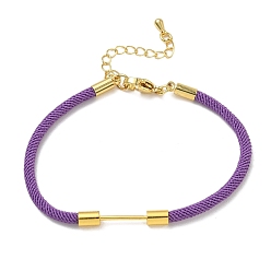 Medium Purple Nylon Cord Bracelet Making, with Brass Beadable Bar, Golden, Medium Purple, 6.89x0.16 inch(17.5x0.4cm)