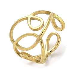 Teardrop Golden 304 Stainless Steel Cuff Rings, Wire Wrap Hollow Finger Ring, Teardrop, US Size 6 1/4(16.7mm)