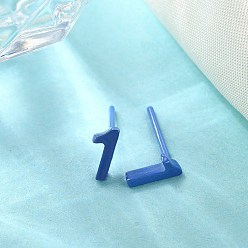 Blue Hypoallergenic Bioceramics Zirconia Ceramic Stud Earrings, Number 1, No Fading and Nickel Free, Blue, 7x3mm