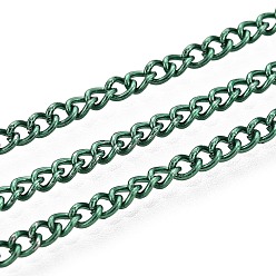 Средний Морско-зеленый Электрофорез железные скрученные цепи, несварные, с катушкой, ровный цвет, овальные, средний морской зеленый, 3x2.2x0.6 мм, около 328.08 футов (100 м) / рулон